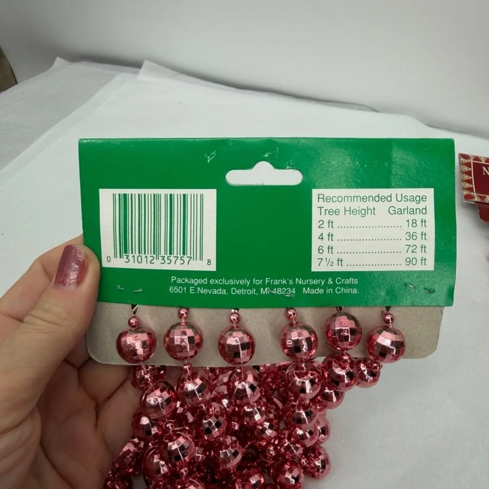 Beaded Garland Strands VTG Pink Metallic VTG Christmas Time Holiday Mixed LOT